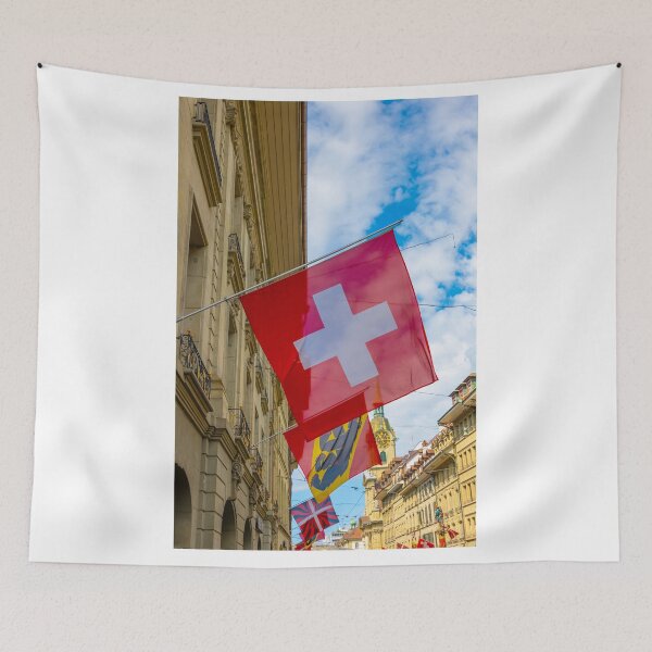 Item preview, Beautiful Old City Street with Old Building and Flags designed and sold by Mats Silvan.