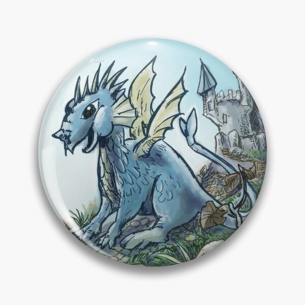 Item preview, Blue Dragon with Castle  designed and sold by Patrice Audet Illustration.