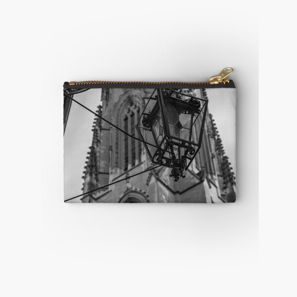 Item preview, Cathedral Tower and Street Lamp in Old Town Medieval in a Sunny Summer Day in Fribourg designed and sold by Mats Silvan.