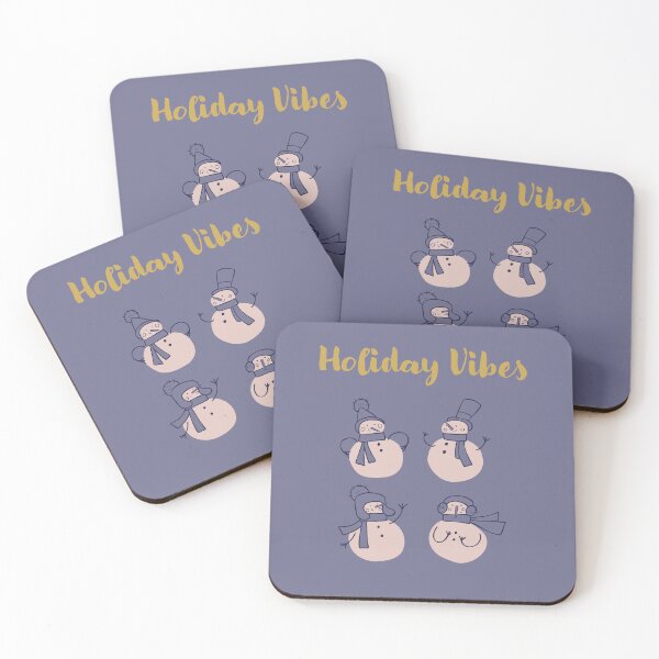 Item preview, Cute snowmen with scarf and hats. Phrase Holiday Vibes designed and sold by anyramagic.