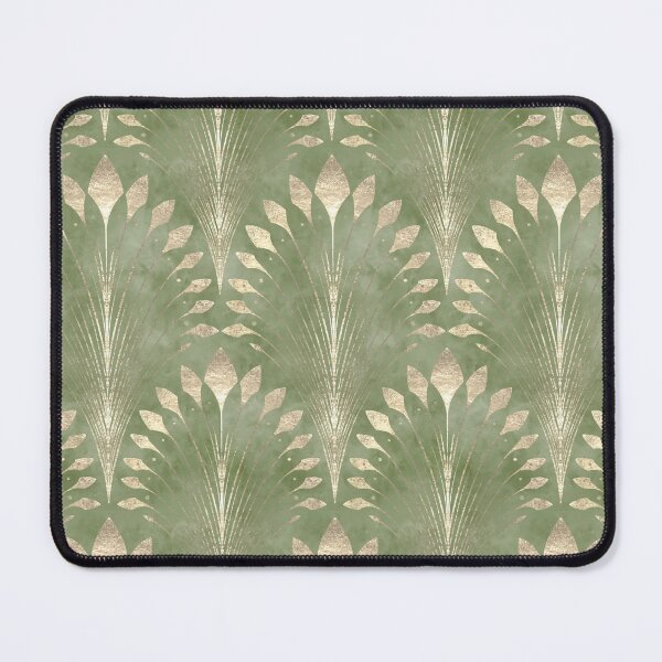 Item preview, Art Deco Gold olive green Peacock Pattern designed and sold by SztuKarola.