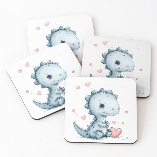 Item preview, Cute Blue Dragon Baby with Pink Hearts designed and sold by KawaiiArtStyle.