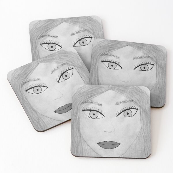 Item preview, Drawing a cartoon woman's face in black and white pencil designed and sold by NaturaFotos.