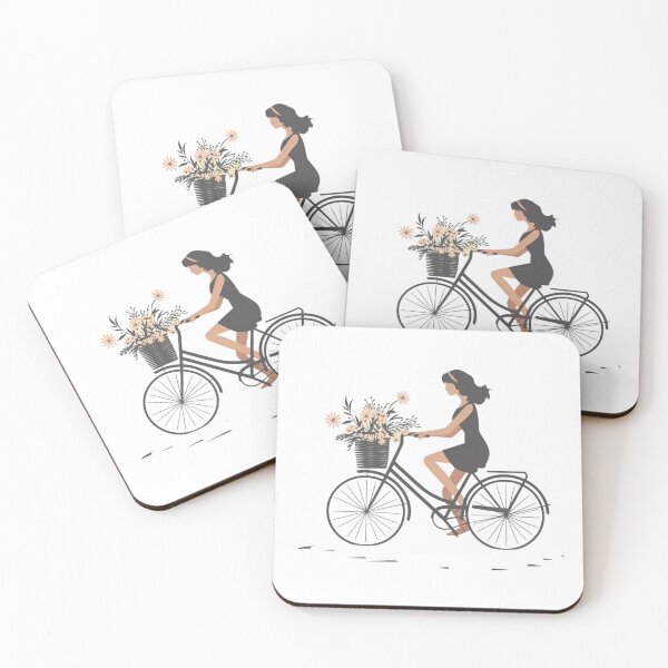 Item preview, Spring Ride - Woman on Bicycle with Flowers designed and sold by Antoni Bouless.