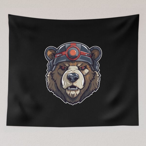 Item preview, Bear With Helmet Bear Portrait designed and sold by titanosdesign.