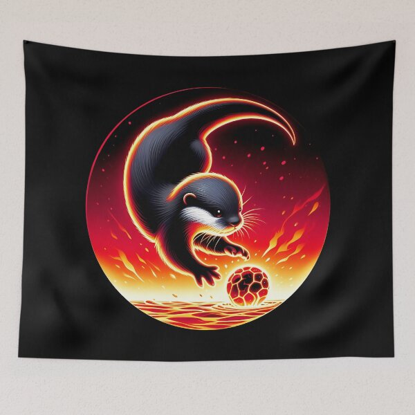 Item preview, Baby Otter Playing with Fireball, Ai Generated Art  designed and sold by ACC .