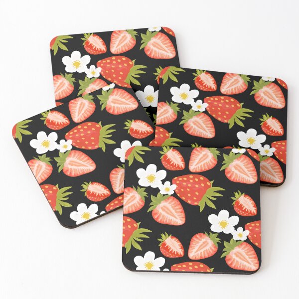 Item preview,  Sliced strawberry  and white floral seamless art  designed and sold by Koirojsa-nga.