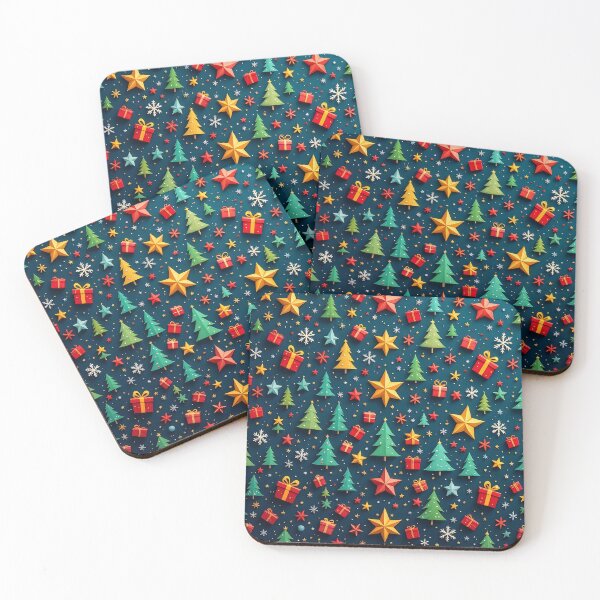 Item preview, Colorful 3D Christmas-Themed Pattern Background with Repeating Motifs of Trees, Stars, and Gifts, Great for Holiday Cards and Digital Projects designed and sold by AlwaysHome.