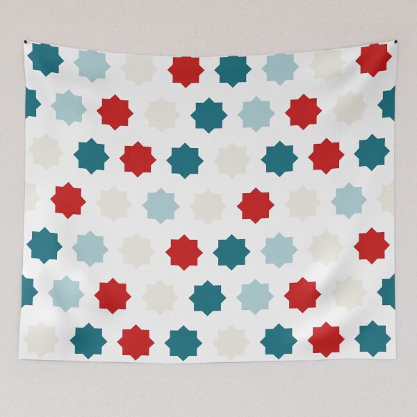 Item preview, Blue Red Moroccan Tile Pattern - Zelij designed and sold by ANZI-Shop.