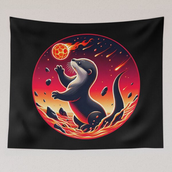 Item preview, Baby Otter Playing with Fireball, Ai Generated Art  designed and sold by ACC .
