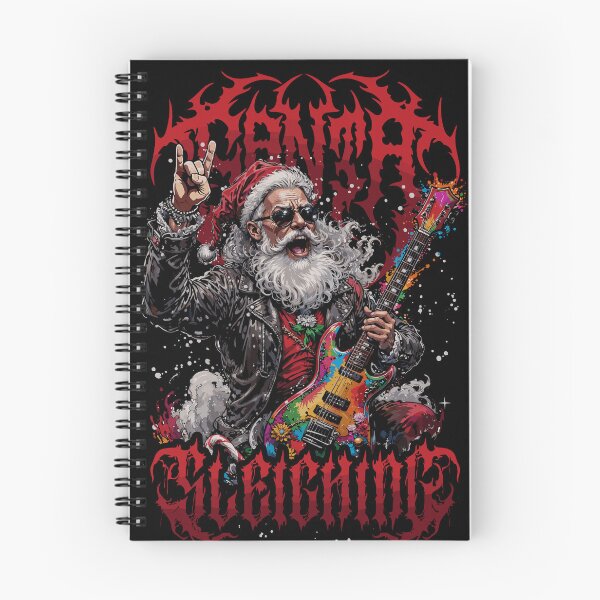 Artikelvorschau, Weihnachtsmann Schlittenfahren Heavy Metal Art T-Shirt entworfen und verkauft von Tokyo Retro.