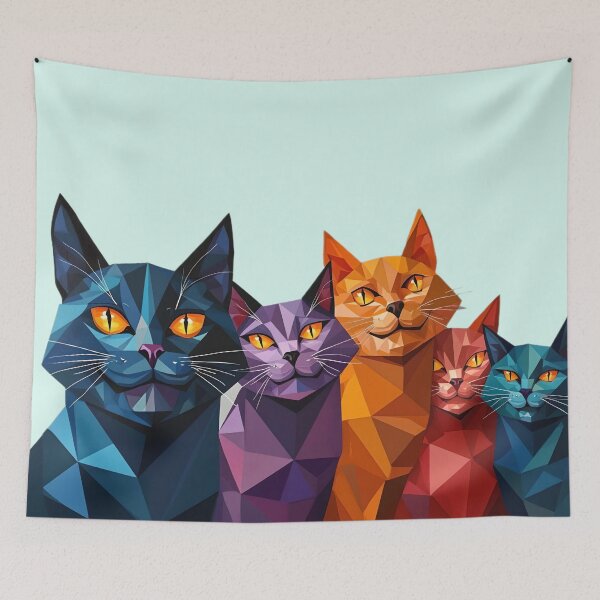 Item preview, Arte geométrico de gatos | Gatos modernos de baja poligrafía designed and sold by Iskander369.