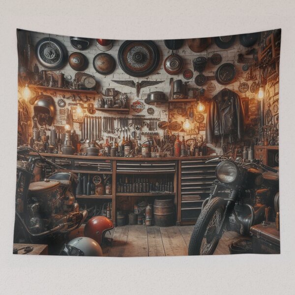 Artikelvorschau, Motorradgarage entworfen und verkauft von Biker Gramps Gear.