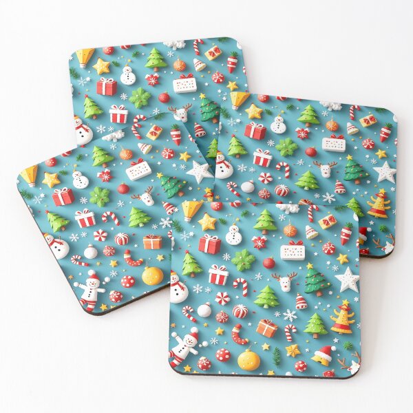 Item preview, Lively 3D Christmas Pattern Background with Bright Colors and Playful Holiday Icons, Perfect for Family-Friendly Holiday Projects and Crafts designed and sold by AlwaysHome.