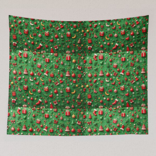 Item preview, Classic Red and Green 3D Christmas Pattern Background with Festive Icons, Creating a Timeless Holiday Aesthetic for Various Projects designed and sold by AlwaysHome.