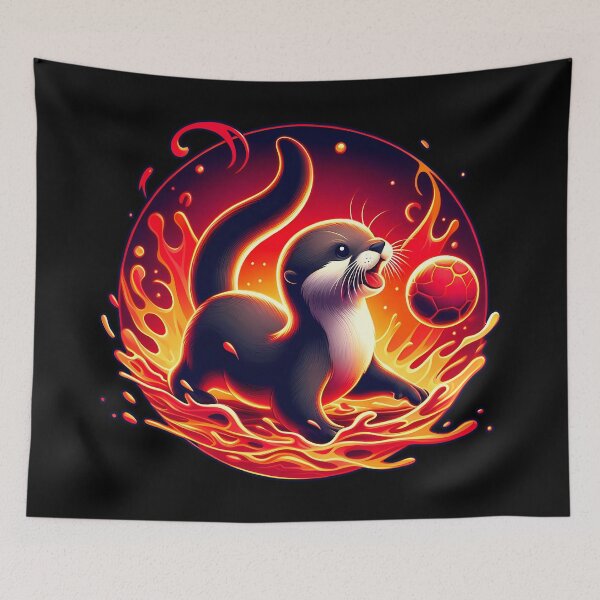 Item preview, Baby Otter Playing with Fireball, Ai Generated Art  designed and sold by ACC .