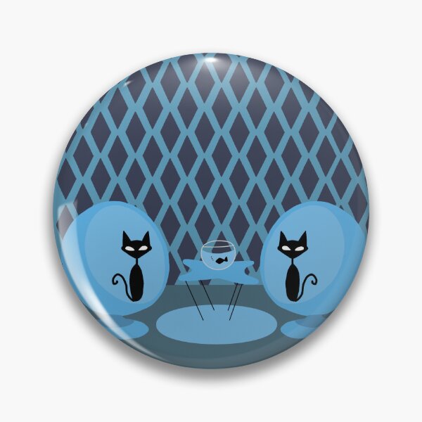 Item preview, Retro cats sitting on blue art deco chairs designed and sold by Osaseredesigns.