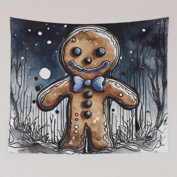 Item preview, Christmas and Holiday Gingerbread man - Watercolor & Ink 1 designed and sold by KBMediaArt.