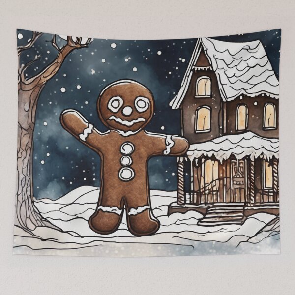 Item preview, Christmas and Holiday Gingerbread man - Watercolor & Ink 2 designed and sold by KBMediaArt.