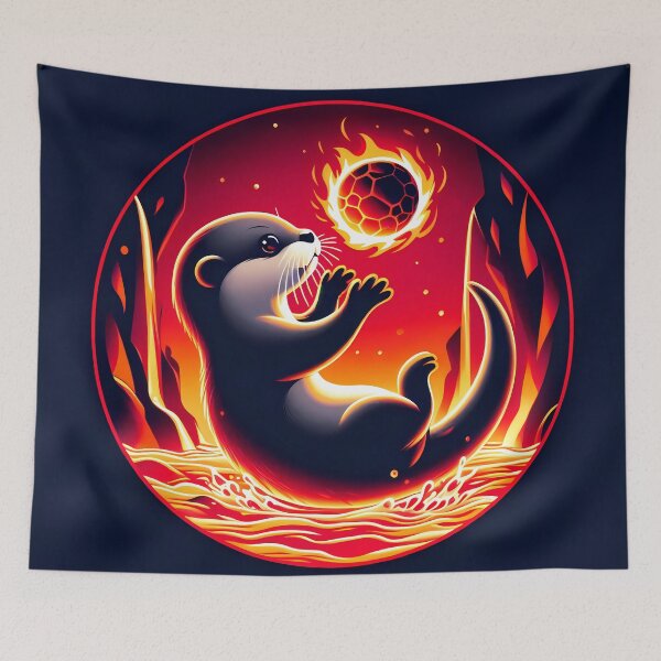 Item preview, Baby Otter Playing with Fireball, Ai Generated Art  designed and sold by ACC .