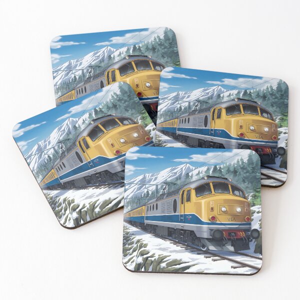 Item preview, Via rail Canada train in snow designed and sold by NextDoorShoop.
