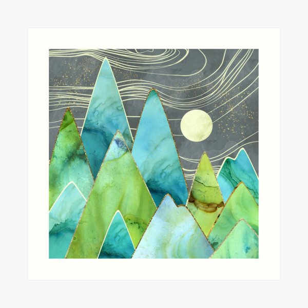 Moonlit Mountains Art Print
