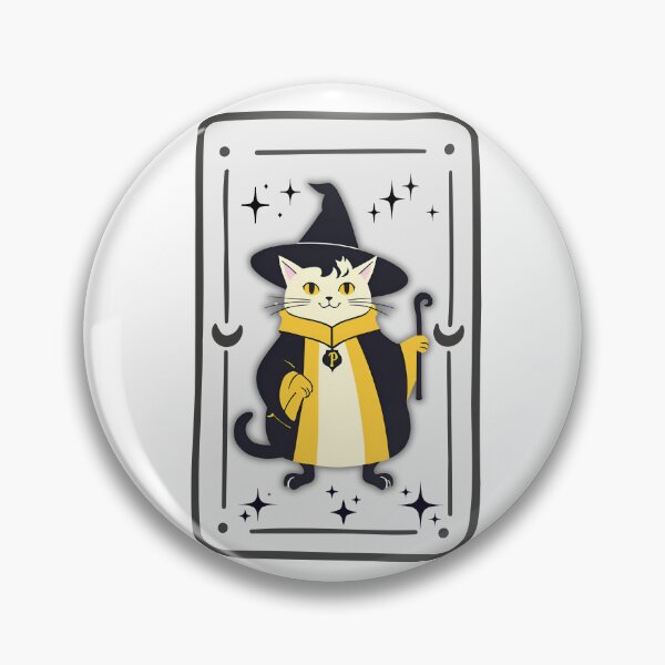 Item preview, The Feline Wizard: A Tarot Card of Magic and Mystery. Magical Cat in Yellow and Black Wizard Outfit. designed and sold by MarCreativArt.