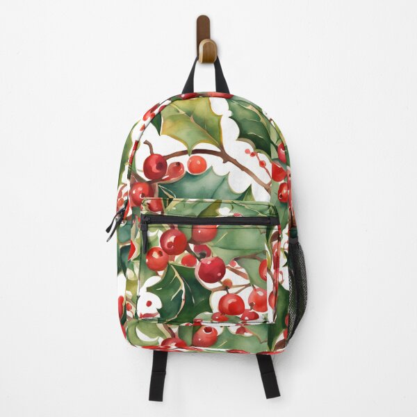 Item preview, Holly Watercolor Florals Pattern Green Red ,Christmas Romantic Elegant Pattern designed and sold by KolorellaS.