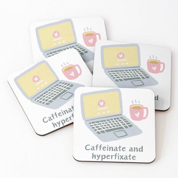 Item preview, Caffeinate and hyperfixate illustration | ADHD/ AuDHD/ autism | Hyperfocus designed and sold by NeurodiverseTea.