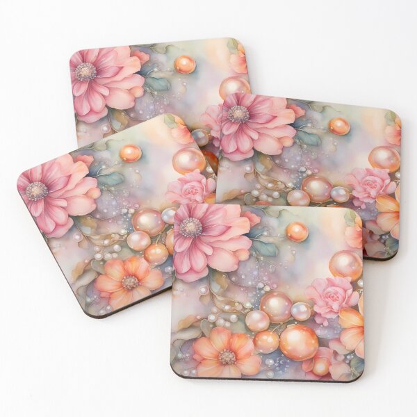 Item preview, Peach Flowers and Pearls designed and sold by CalmnessbyChoice.