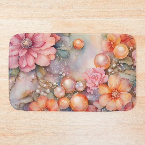 Item preview, Peach Flowers and Pearls designed and sold by CalmnessbyChoice.