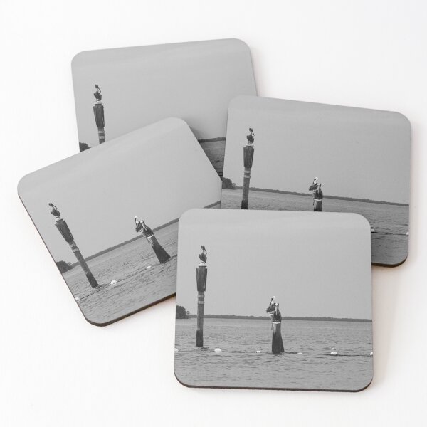 Item preview, Two pelicans perch on wooden posts designed and sold by EyezWatchin.