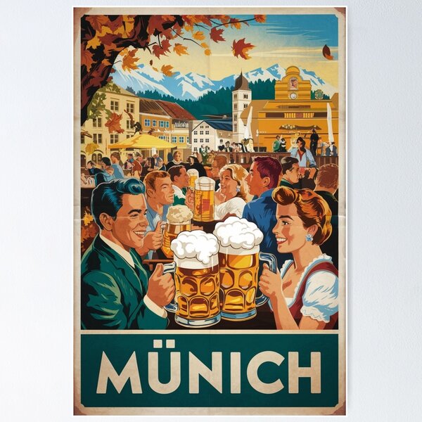 Aperçu de l'œuvre Affiche de voyage vintage de Munich créée et vendue par TravelerRat.