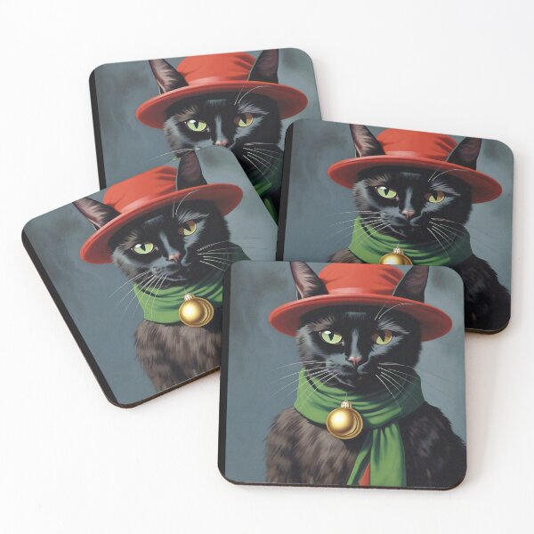 Item preview, Magritte-Inspired Christmas Black Cat designed and sold by vwcallais.