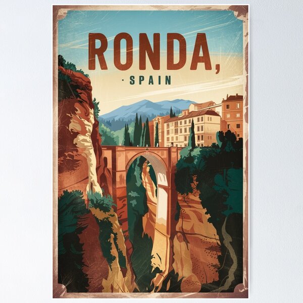 Aperçu de l'œuvre Affiche de voyage vintage de Ronda créée et vendue par TravelerRat.