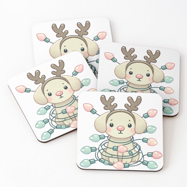 Item preview, Cute Reindeer Puppy Wrapped in Christmas Lights designed and sold by AIARTIST1.