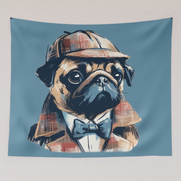Item preview, Pug Detective in Sherlock Outfit designed and sold by Slick-Waffles.