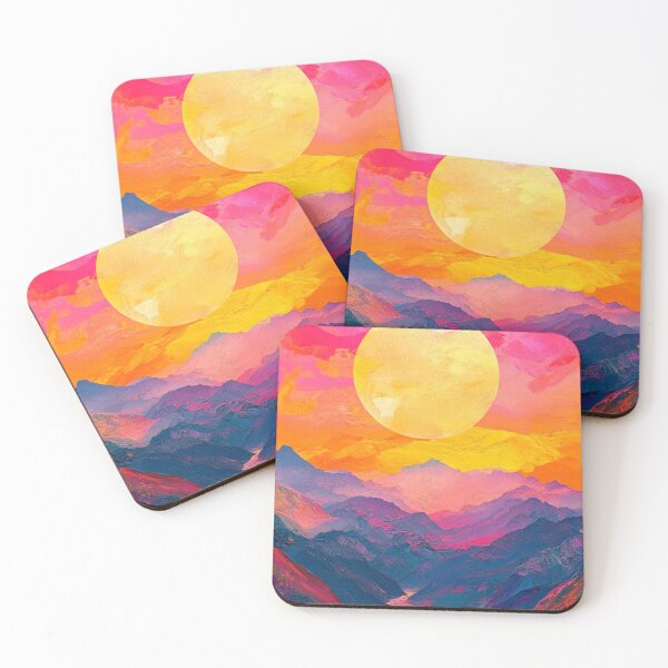 Item preview, Red Pastel Mountains Sunrise designed and sold by NicolasGlowArt.