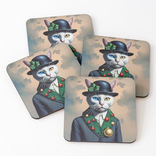 Item preview, Magritte-Inspired White Christmas Cat designed and sold by vwcallais.