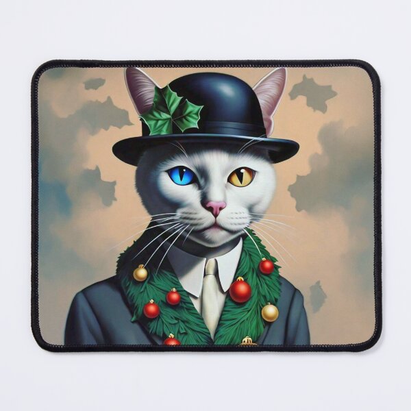 Item preview, Magritte-Inspired White Christmas Cat designed and sold by vwcallais.