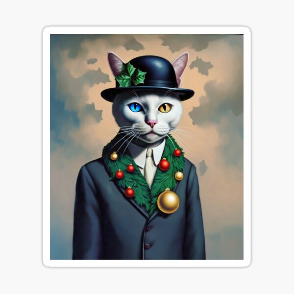 Item preview, Magritte-Inspired White Christmas Cat designed and sold by vwcallais.