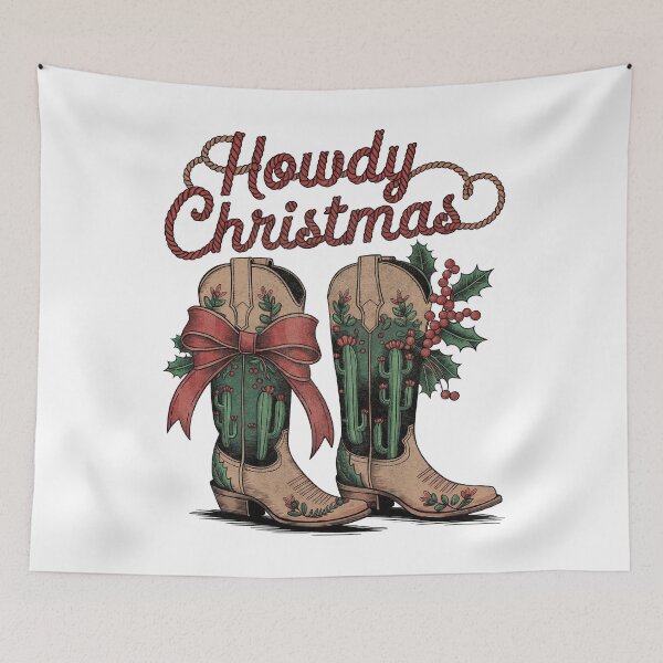 Item preview, Vintage Howdy Christmas Western Country Cowboy Boots Xmas designed and sold by MintaApparel.
