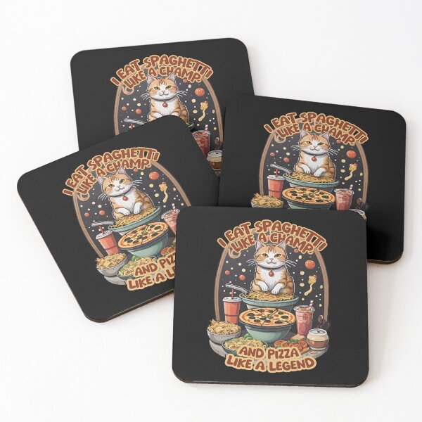 Item preview, Spaghetti Champ and Pizza Legend Cat Illustration designed and sold by Cherry-Cat.