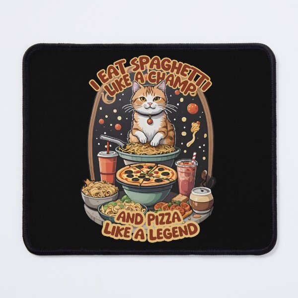 Item preview, Spaghetti Champ and Pizza Legend Cat Illustration designed and sold by Cherry-Cat.