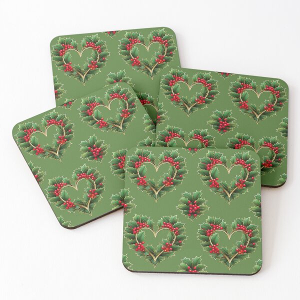 Item preview, Holly Heart: A classic Christmas pattern featuring holly leaves and berries arranged in heart shapes, perfect for adding a touch of festive cheer. designed and sold by Grang Art Artistic Designs.