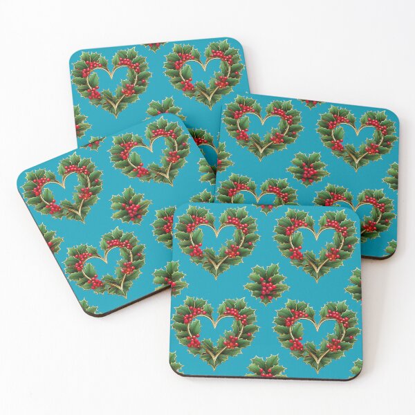 Item preview, Heartfelt Holly: A romantic pattern with hearts formed from holly leaves, symbolizing love and affection during the Christmas season. designed and sold by Grang Art Artistic Designs.