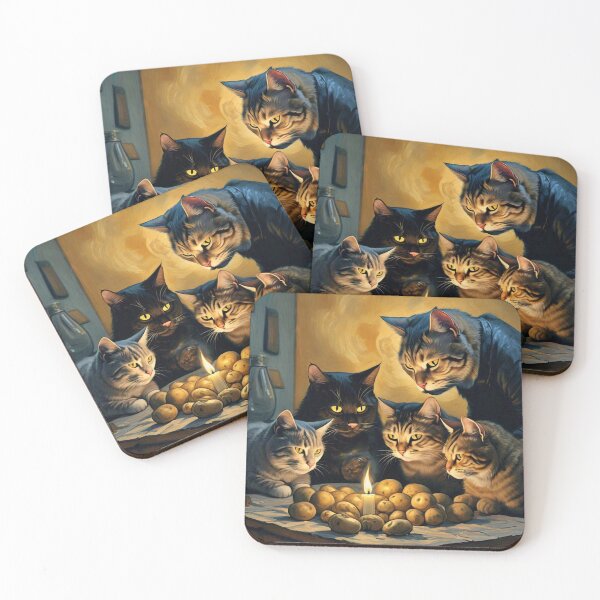 Item preview, Potato Eater Cats Van Gogh-Inspired designed and sold by vwcallais.