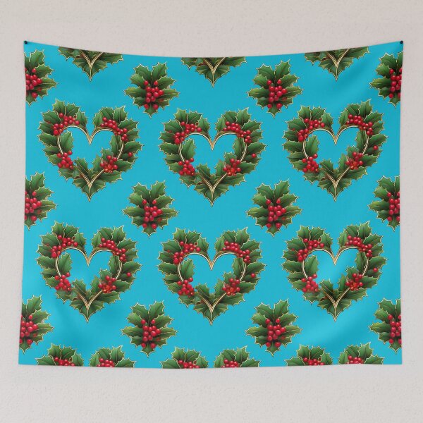 Item preview, Holly Heartwarming: A cozy pattern with hearts made from holly leaves, perfect for adding a touch of warmth and comfort to any design. designed and sold by Grang Art Artistic Designs.