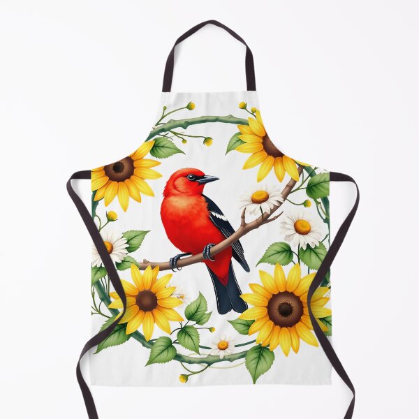 Item preview, Scarlet Tanager Amongst Bold Sunflowers designed and sold by BirdsnStuff.