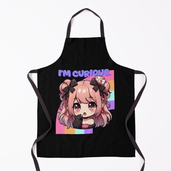 Item preview, i'm curious, Cute anime girl with stuffed animal and colorful background designed and sold by LWOI.